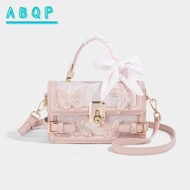 

Женская сумка на плечо, сказочная кружевная сумка-коробка, новинка 2025 года, стильная высококачественная маленькая квадратная сумка с вышивкой бабочки, женская сумка