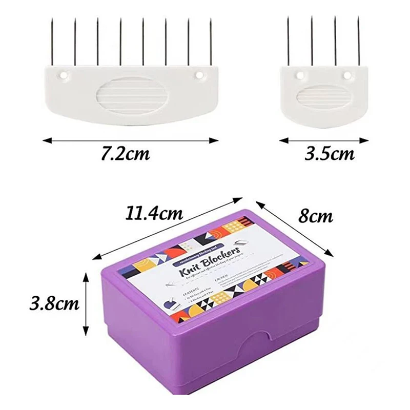 Knit Blockers Set 20Pcs Stainless Steel Knitting Blocking Combs And Pin With 2 Different Sizes For DIY Knit Crocheting Supplies