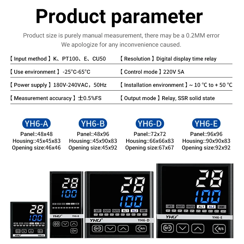 Digital PID Intelligent Temperature Controller YH6-AK1220/BK1220/DK1220/EK1220 SSR Relay Dual Output 4-20mA Thermoregulator