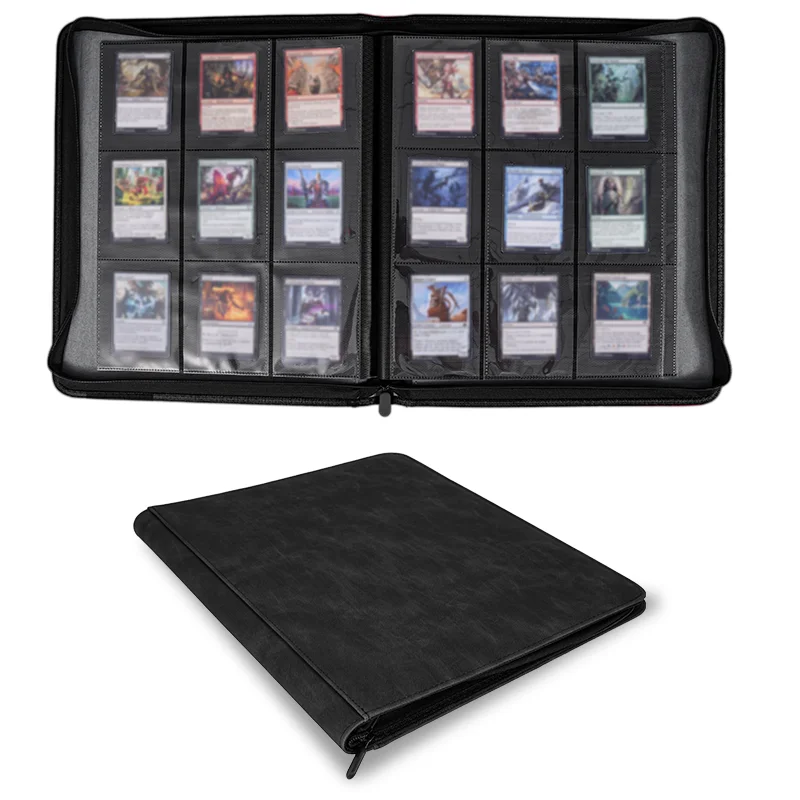 

9-Pocket Durable Faux Leather Zip Card Binder - Premium Trading Card Album with Side-Loading Feature for TCG, Sports & Game Card