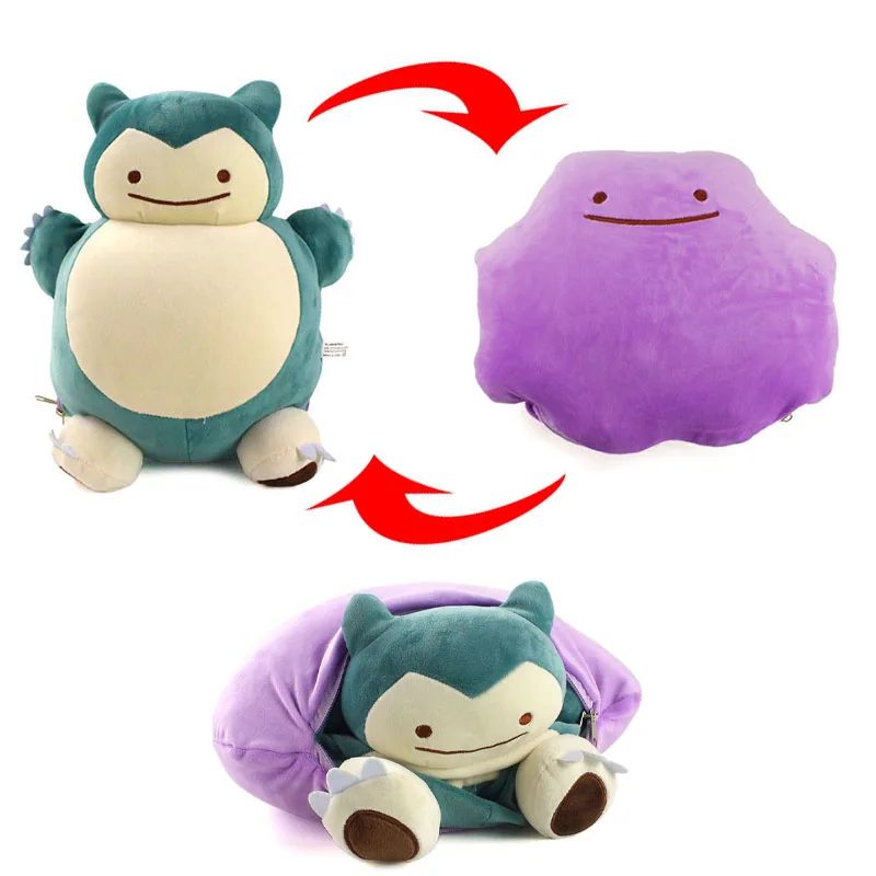 32cm Anime Pokemon Ditto Transform Snorlax Inside-Out Cushion Plush Toys Pocket Monster Cartoon Pillow Soft Stuffed Animals Doll