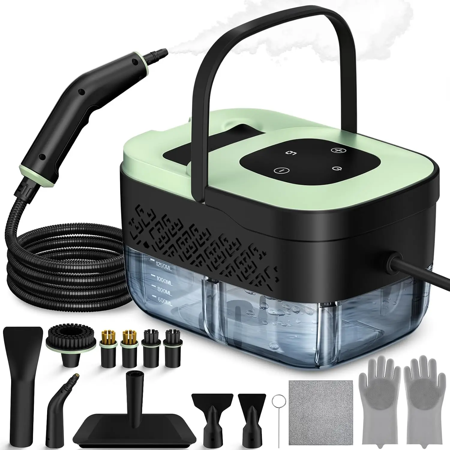 

Portable Steam Cleaner with 16 Accessories, Adjustable Heat for Home and Car Cleaning