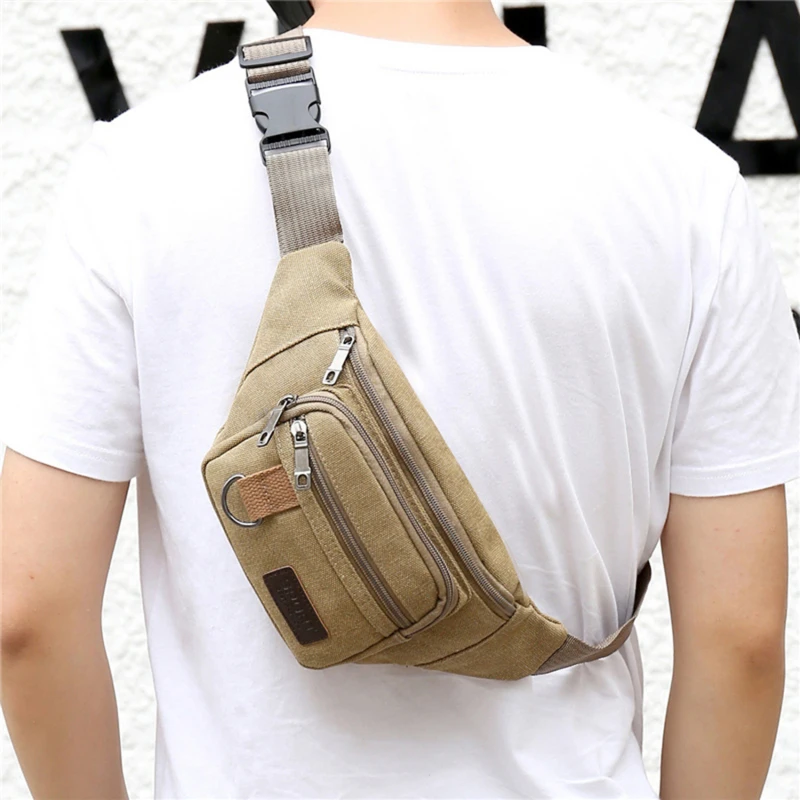 Chest Bag Canvas Waist Bag Women Men\'s Belt Bag Fashion Bum Bag Travel Purse Bag for Phone Pouch Pocket Hip Bag Waist Pack Male