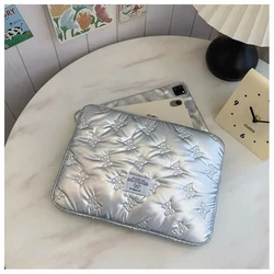 Cute silver bow Laptop Sleeve For Macbook Air13.6 pro13.3 14 15 16 Dell Huawei Samsung 15.6 xiaomi Ipad 11 Inch Tablet Pouch
