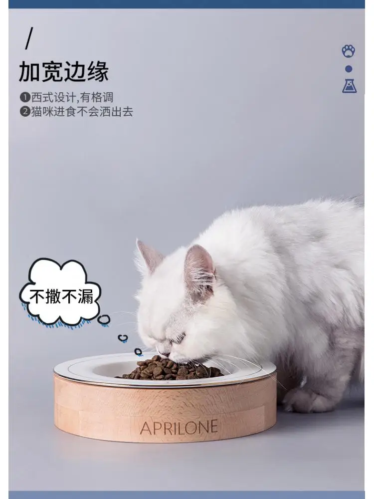 

New Ceramic Bowl To Protect Cervical Vertebrae Cat And Dog Food Bowl To Prevent Overturning And Anti-black Chin