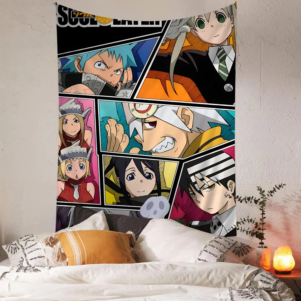 Classic Anime Soul Eater Anime Tapestry Hanging Tarot Hippie Wall Rugs Dorm Home Decor