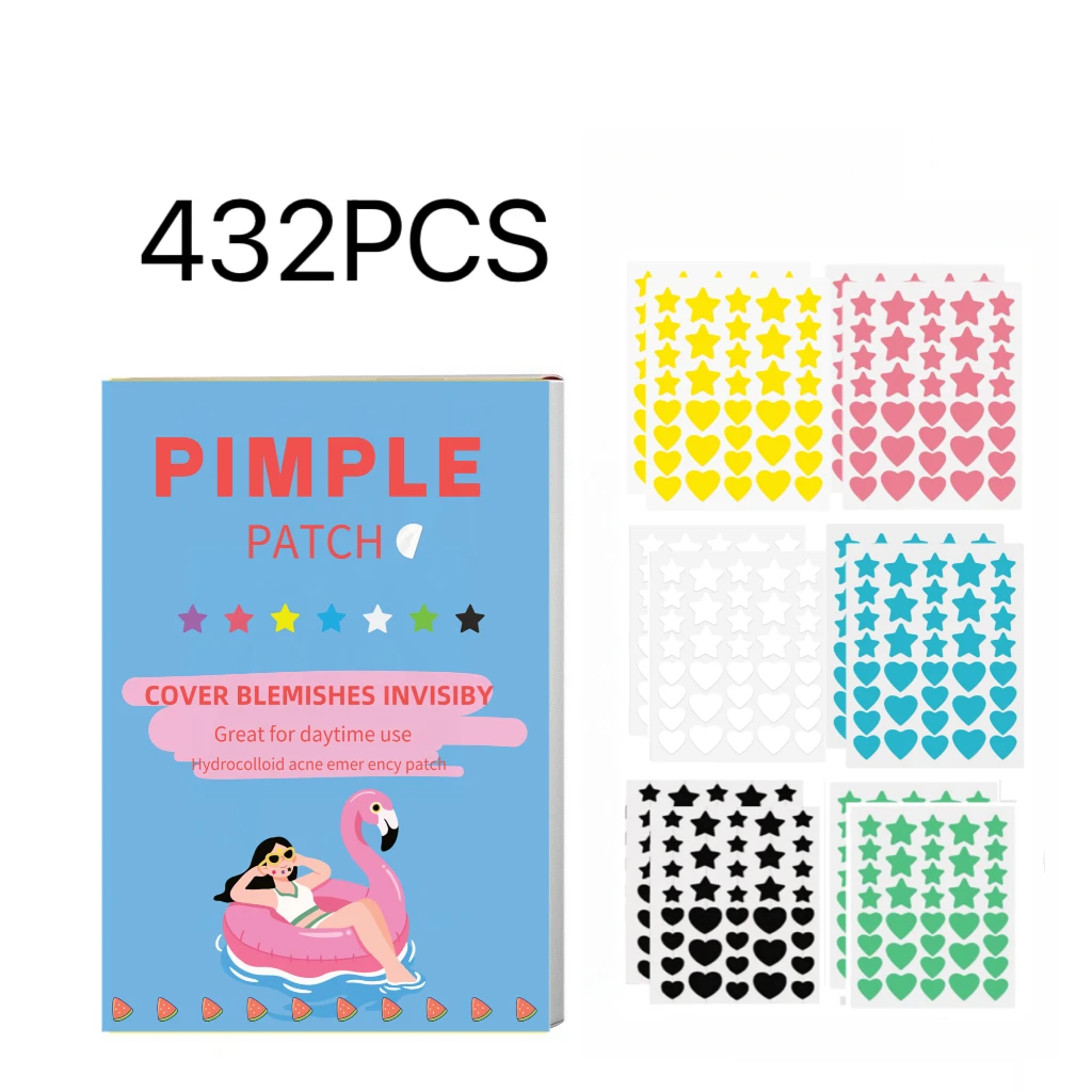 432PCS, star&heart pimple patch  Nice and fashionable, essential  beautiful 6colors and sizes for different scenarios.