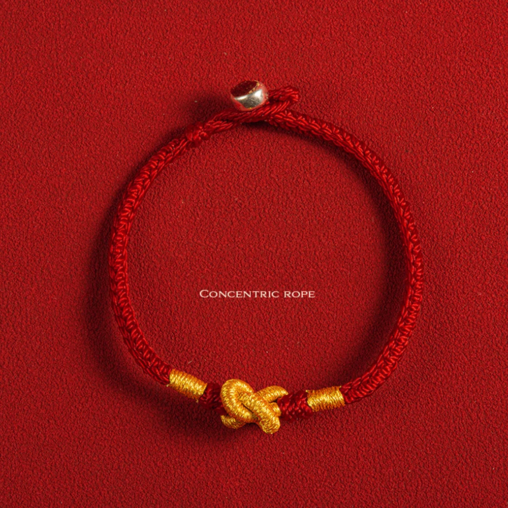 Chinese Traditional Red String Charm Bracelet for Family Handmade Knots Red Rope Braided Bracelet Good Luck for Friendship