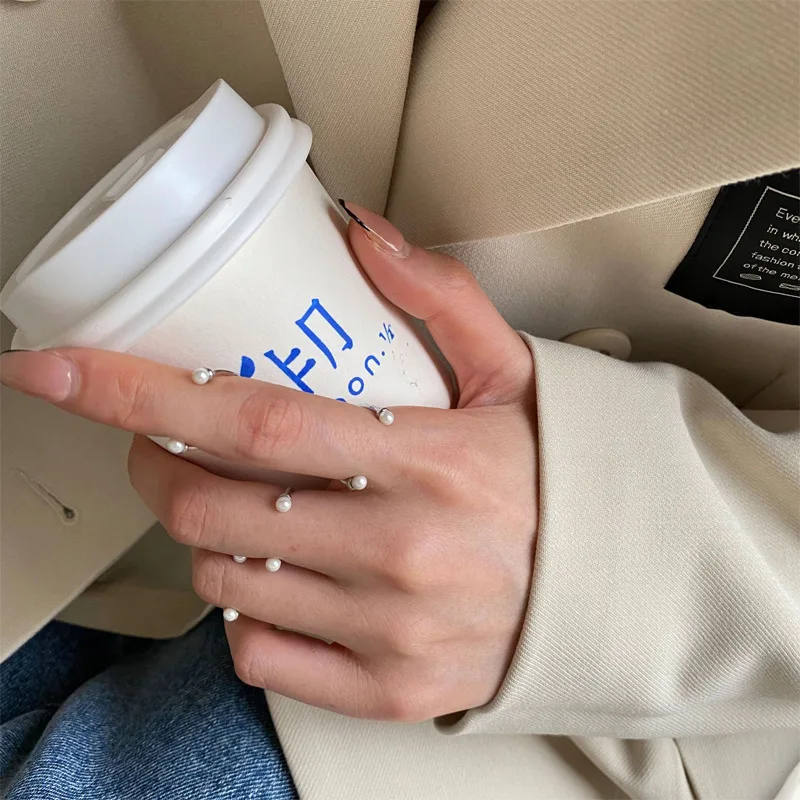 

Серебряное кольцо 925 пробы с жемчугом и улыбкой, регулируемое, простое, модное, милое, для женщин, оптом