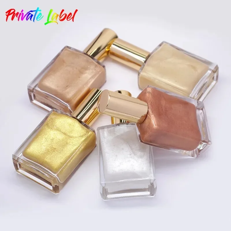 Custom 5colors Glitter Liquid Highlighter Brighten Easy To Use Long Lasting Shiny Oil Flowing Sand Beauty Black Oil Iluminador