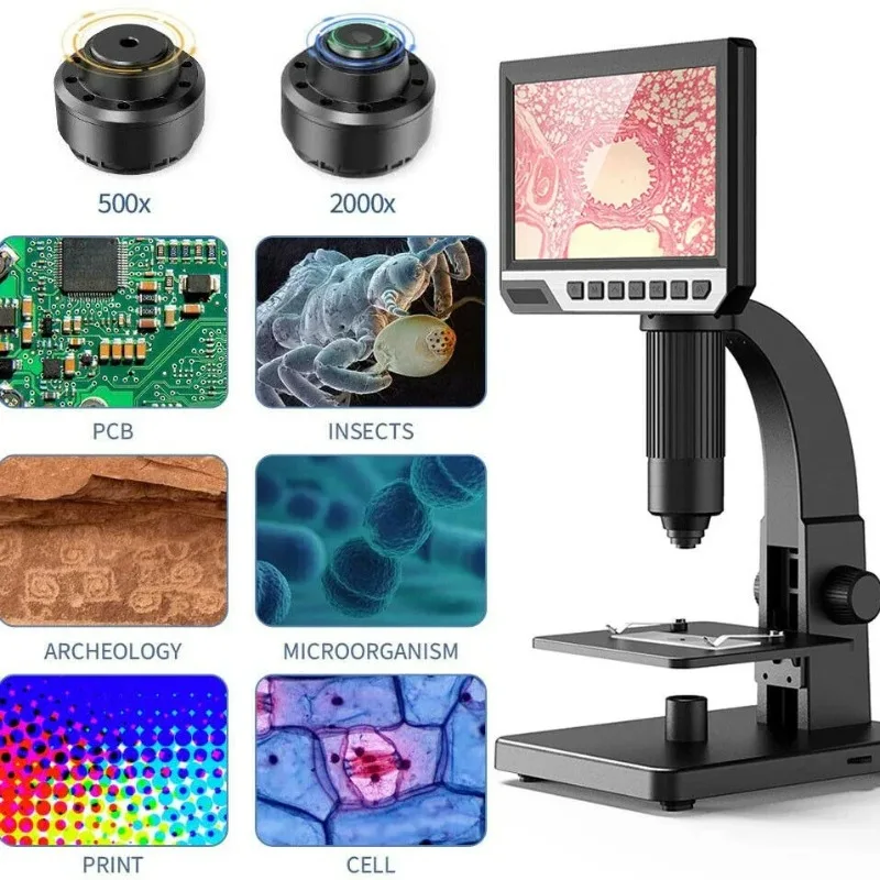 2000X Dual Lens IPS Screen Electronic Digital Microscope Circuit Board Printing Observation Support Computer Viewing
