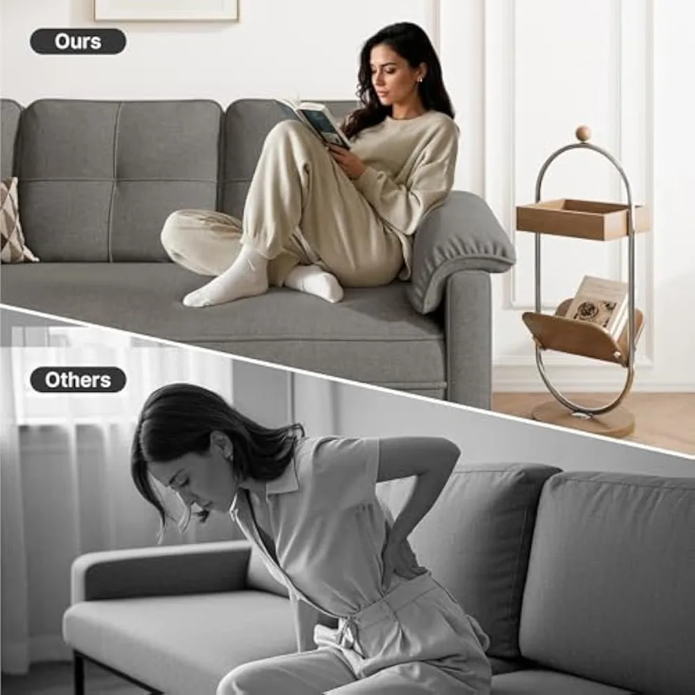 3-местный диван-диван с мягкими подлокотниками, глубоким сиденьем, удобной спинкой и ножками из массива дерева — легко собирается (серый)