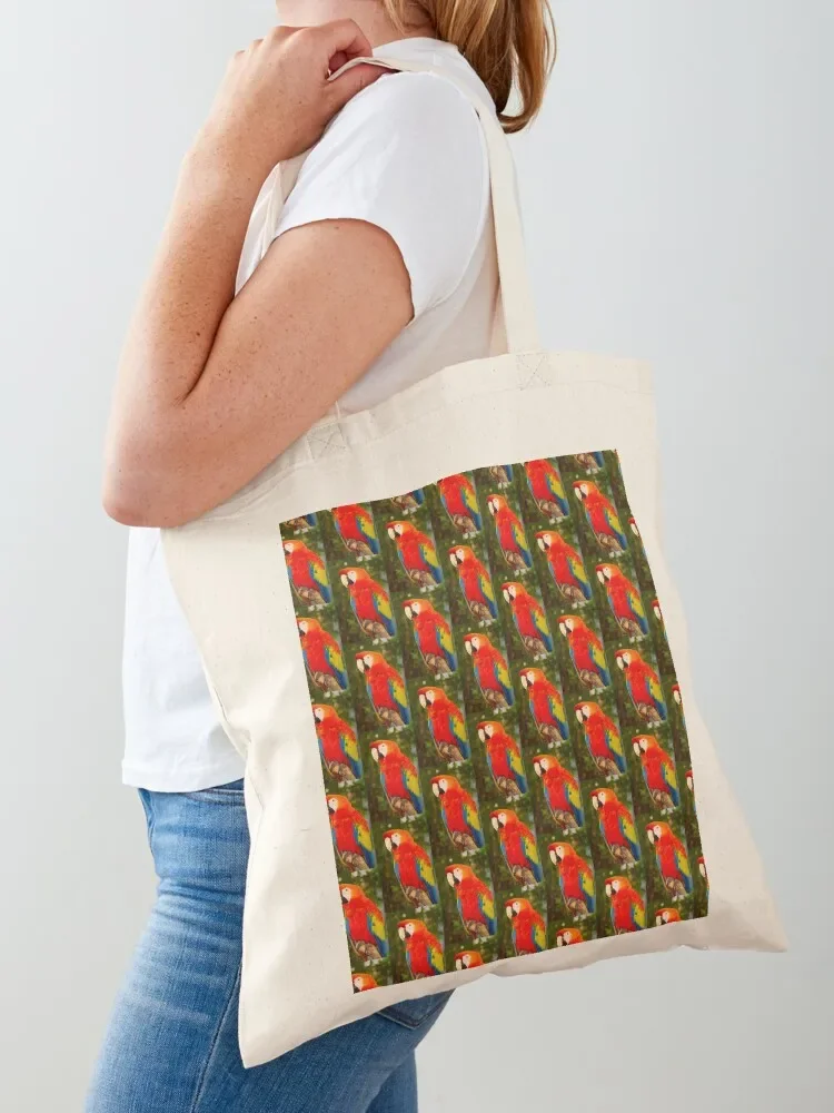 

Colorful Scarlet Macaw Tote Bag cute pouch bag Large bags for women Canvas shoulder bag women
