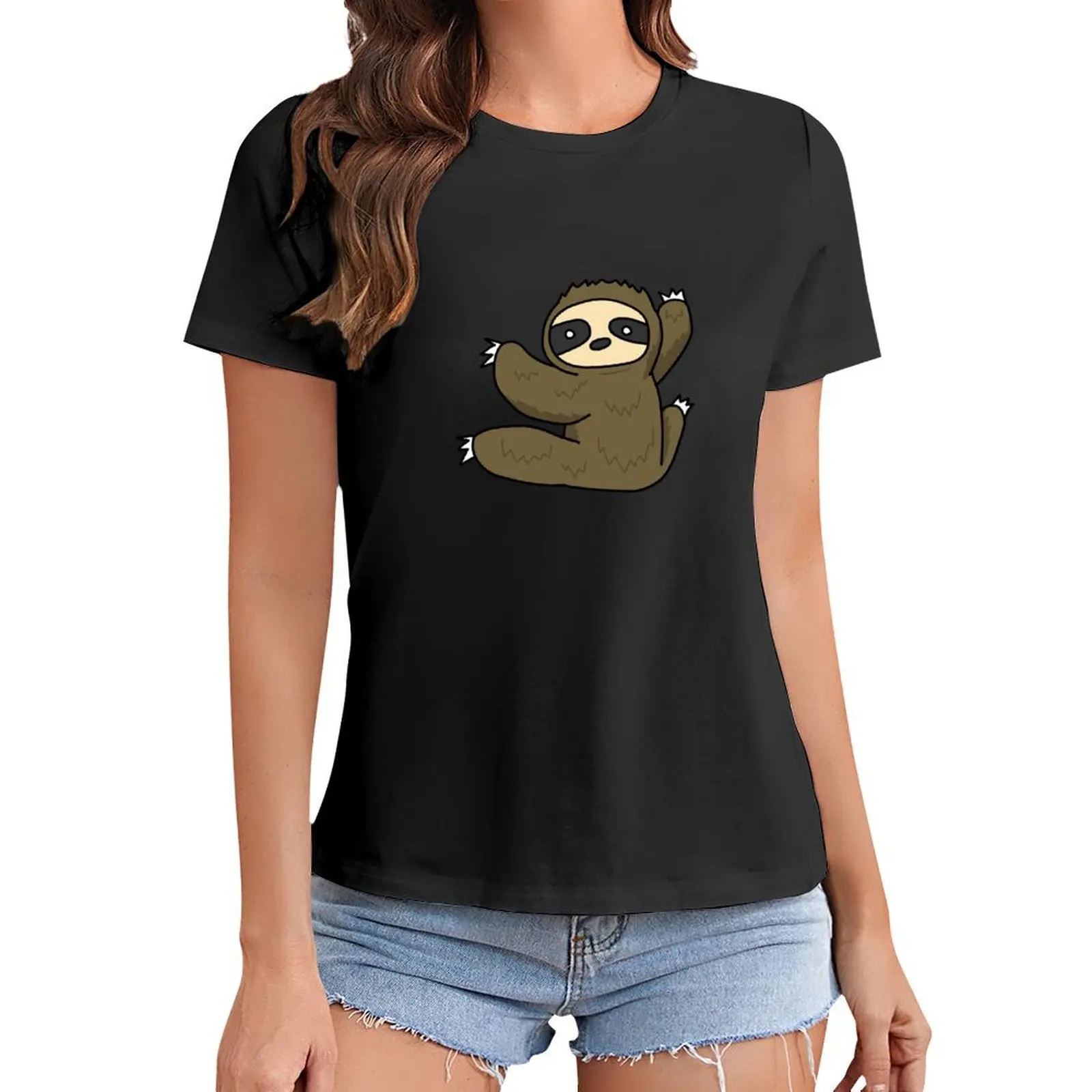 

Climbing Sloth T-Shirt summer tops animal print Women t shirt