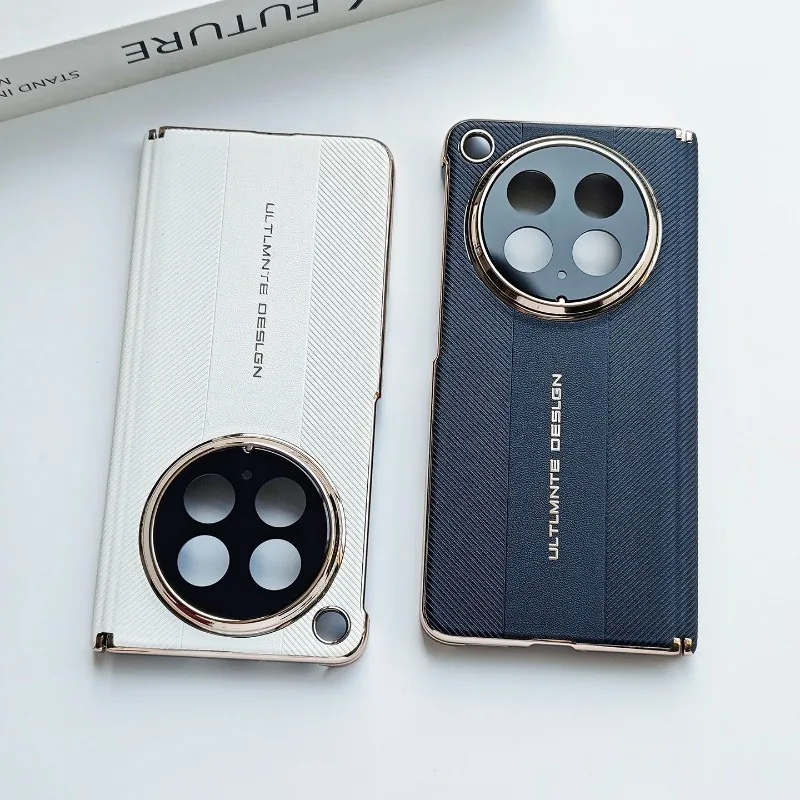 

For OPPO Find N6 Case Matte Stripe PU Leather Camera Protection Electroplating Cover Equipped With Central Hinge Protection