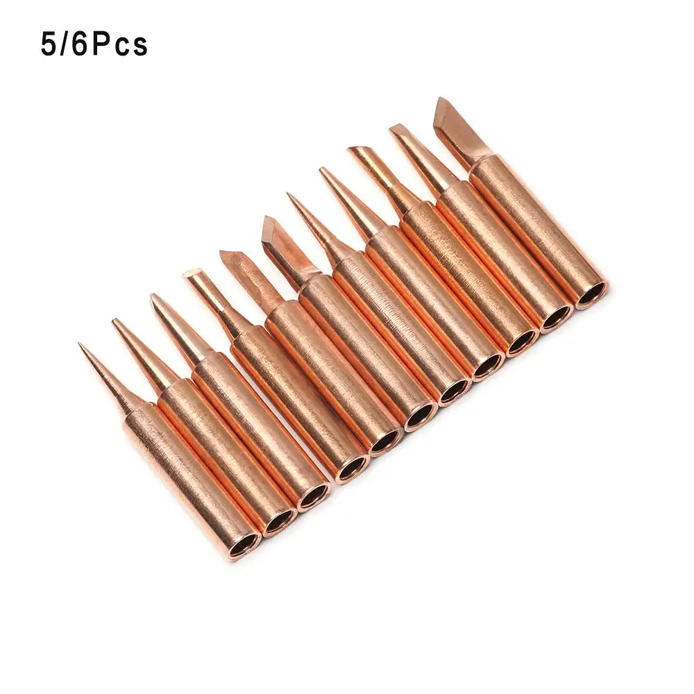 

5/6 Pcs Pure Copper 900M-T Soldering Iron Tip Lead-free For Soldering Rework Station Soldering Tips