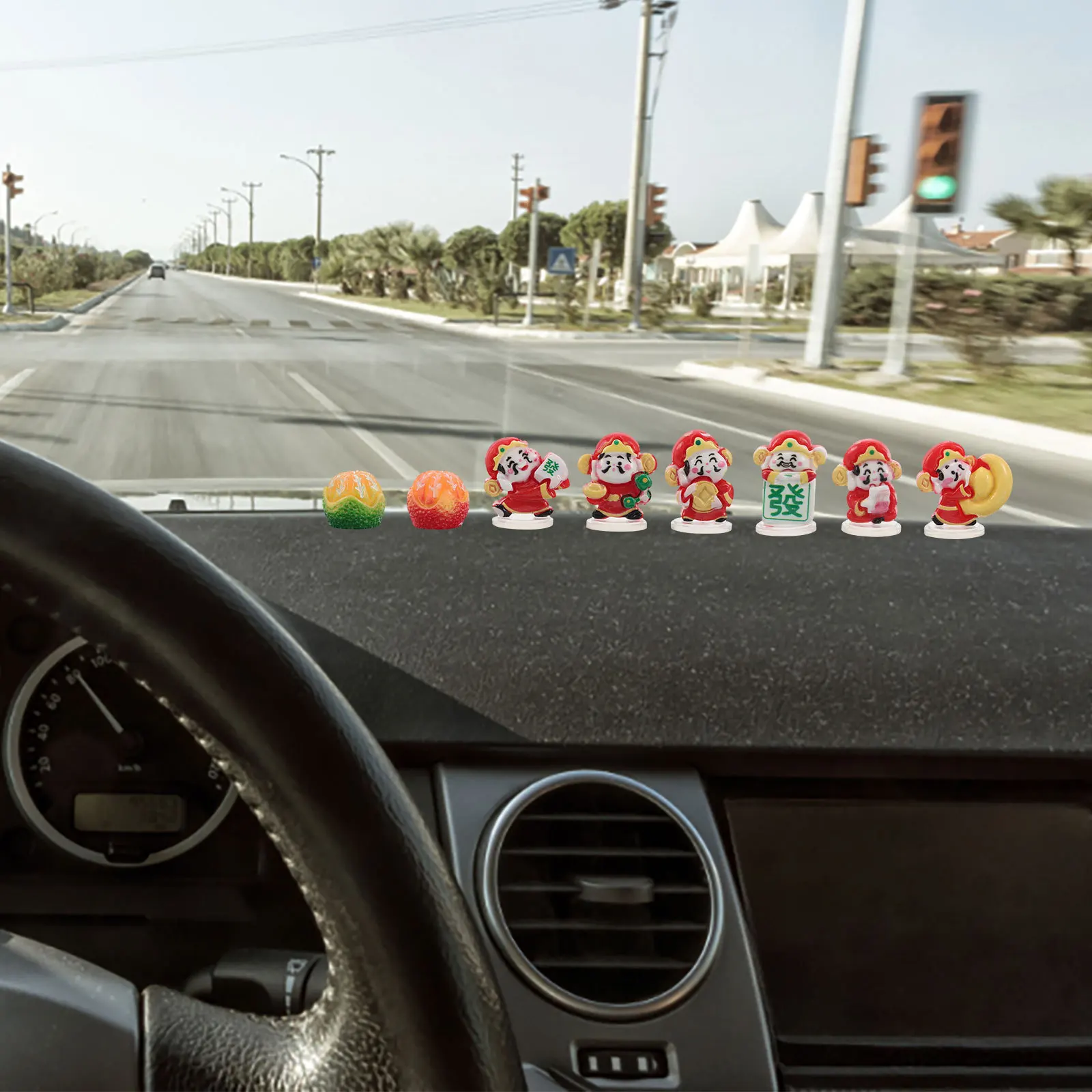 

8Pcs of Wealth Car Dashboard Figurines Mini Buddha Statue Decor for Navigation Screen Feng Shui Ornament for Prosperity and