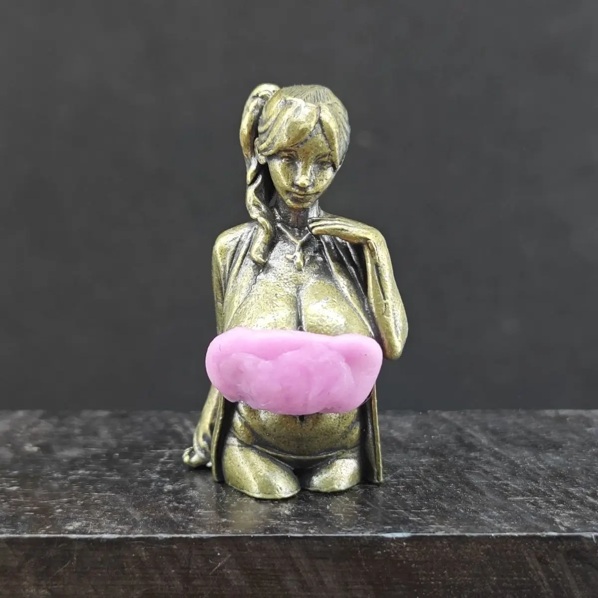 

Brass Miniature Figurine - Beauty in Blouse, Collectible Desktop Ornament, Tiny Home Decor Statue for Shelf Display