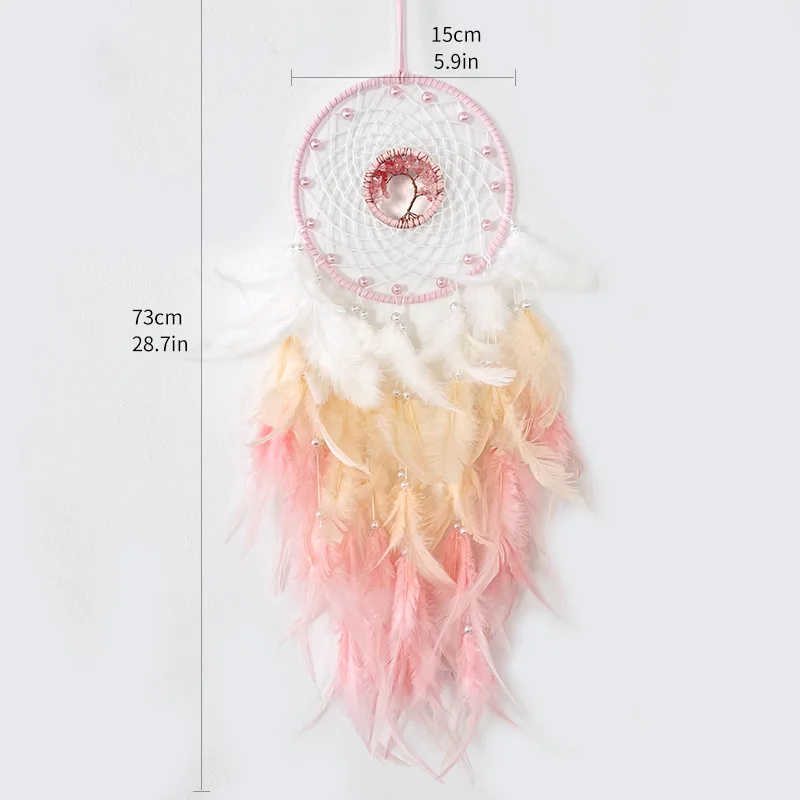 Dream Catcher Car Mini Pure White Feather Wind Chimes Wall Hanging Decor Handmade Catcher Feather Pendant Decoration