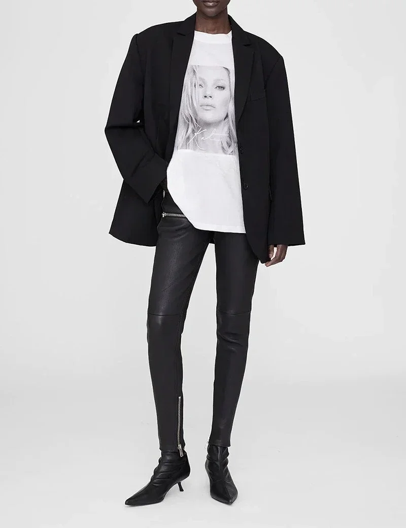 

Women's Loose Short-Sleeved T-shirt Kate Avatar Letter Print Cotton Early Autumn New Front 2025 Fashion Casual Top for Ladies