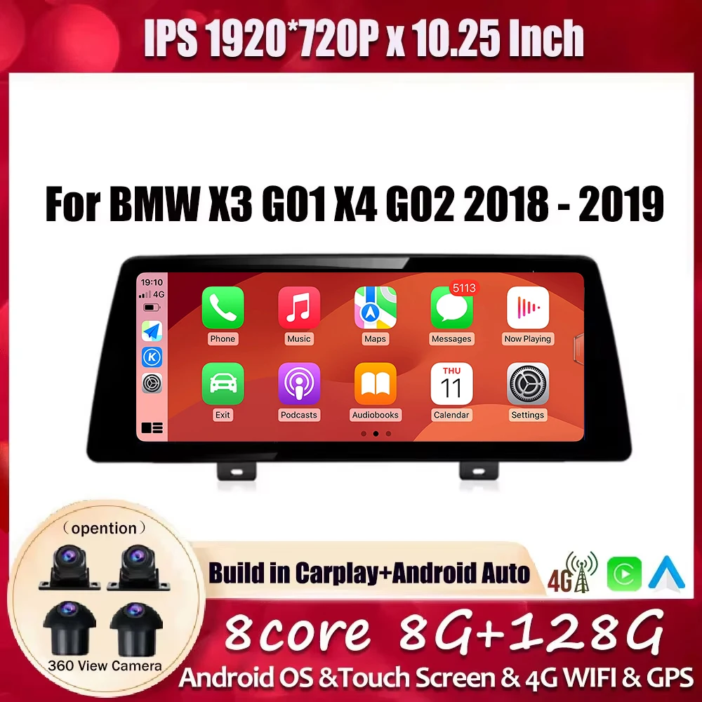 

10.25 inch Android Auto Touch Screen For BMW X3 G01 X4 G02 2018 - 2019 Car Radio Multimedia Player DSP 4G WiFi Car Accessories