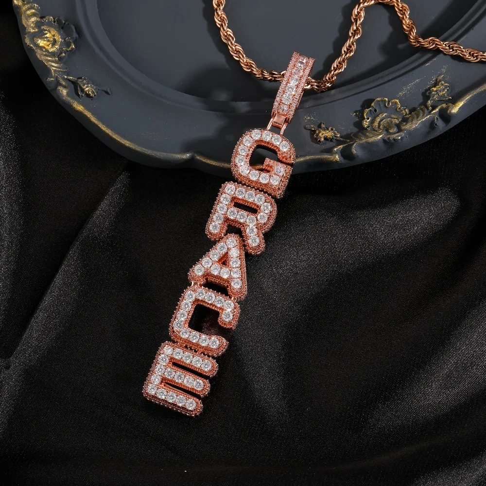

Custom Letter Pendant Irregular Shape Cubic Zirconia 5A+ CZ Mixed Inlaid Fashion Hip hop Necklace Jewelry Gift For Men Women