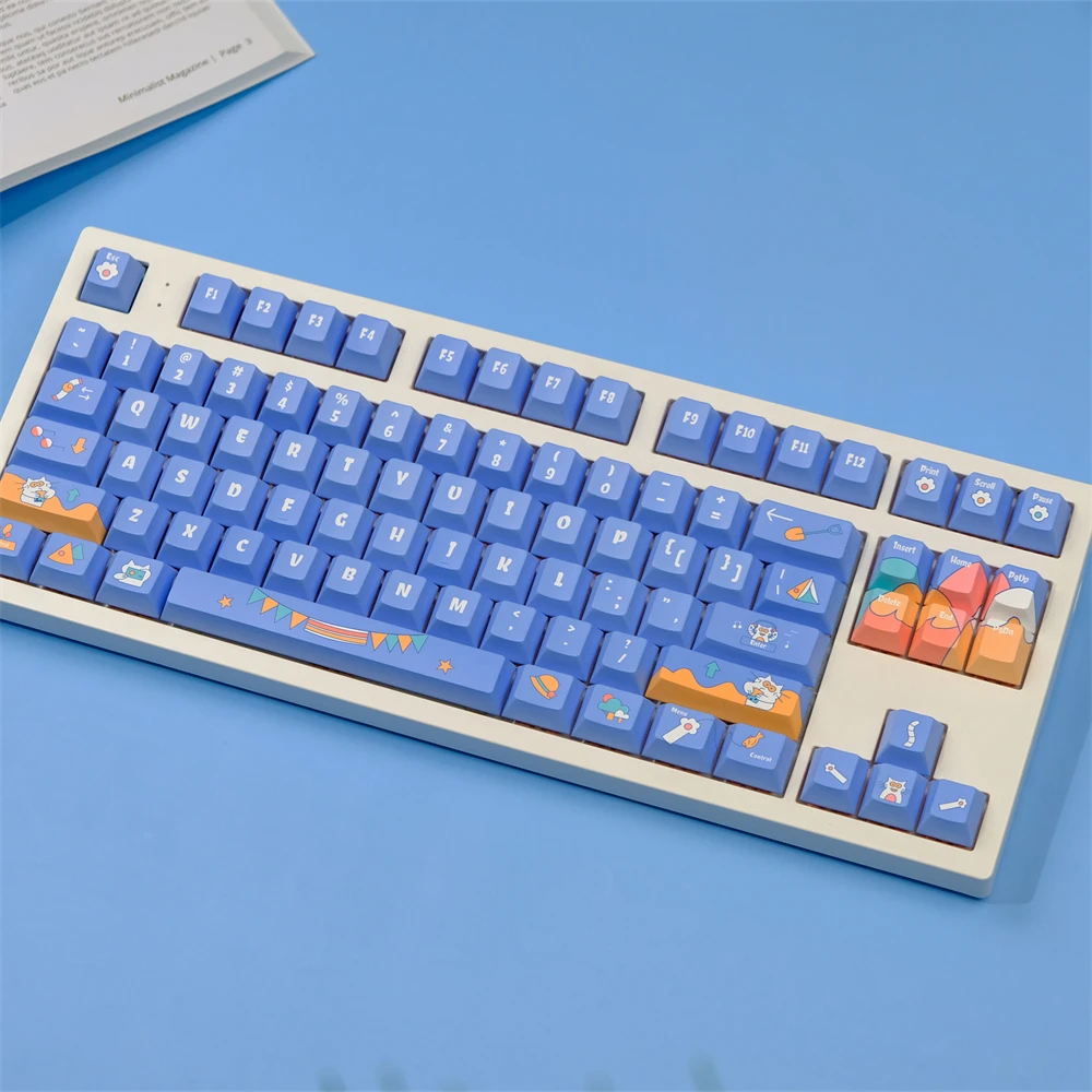 Capuchons de clavier chat mignon, capuchon continent PBT, sublimation de colorant, aucun profil pour Gateron, aucun commutateur MX, clavier mécanique, IK75, GK64, 129 prédire