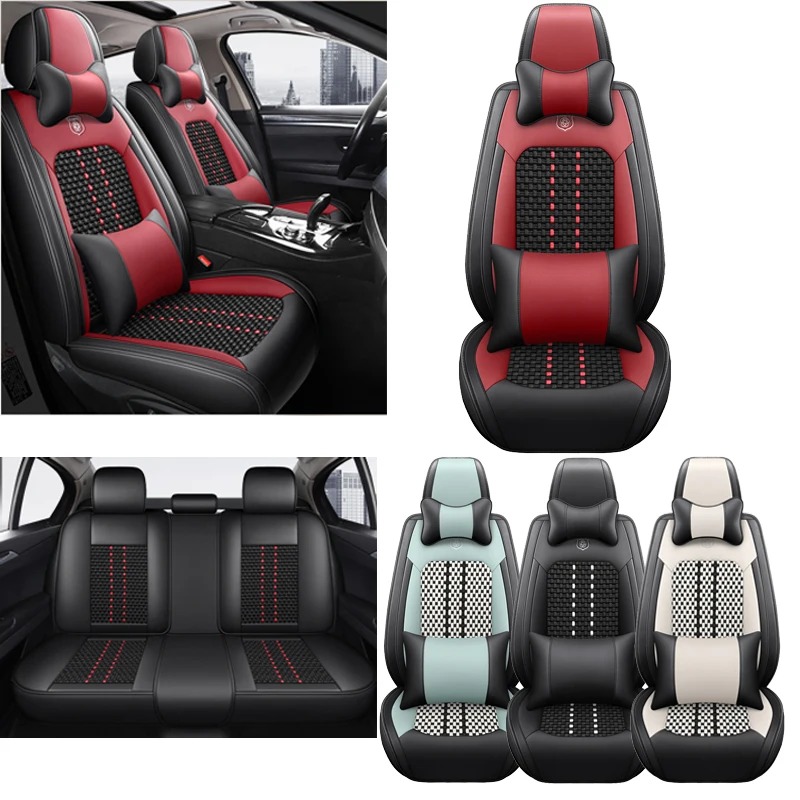 

5-местные чехлы на автомобильные сиденья с передним подголовником и поясничной опорой, водонепроницаемая подушка из искусственной кожи премиум-класса, универсальные аксессуары