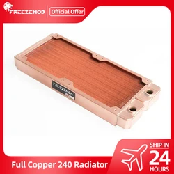 FREEZEMOD Red Copper 240mm Radiator For 12CM Fans G1/4'' Thread Thickness 24mm PC Cooler Heat Sink Water Cooling TSRP-ZT-240TG