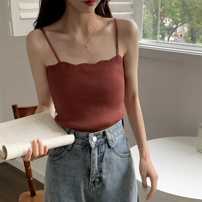 Koreanisches Einfaches Inneres Schichtungs-Tanktop, Lässiges Alltags-Top, Retro Koreanischer Stil, Gestricktes Damen-Camisole, Sommer 2026 Ärmelloses Slim-Fit-Oberteil – Detail 23