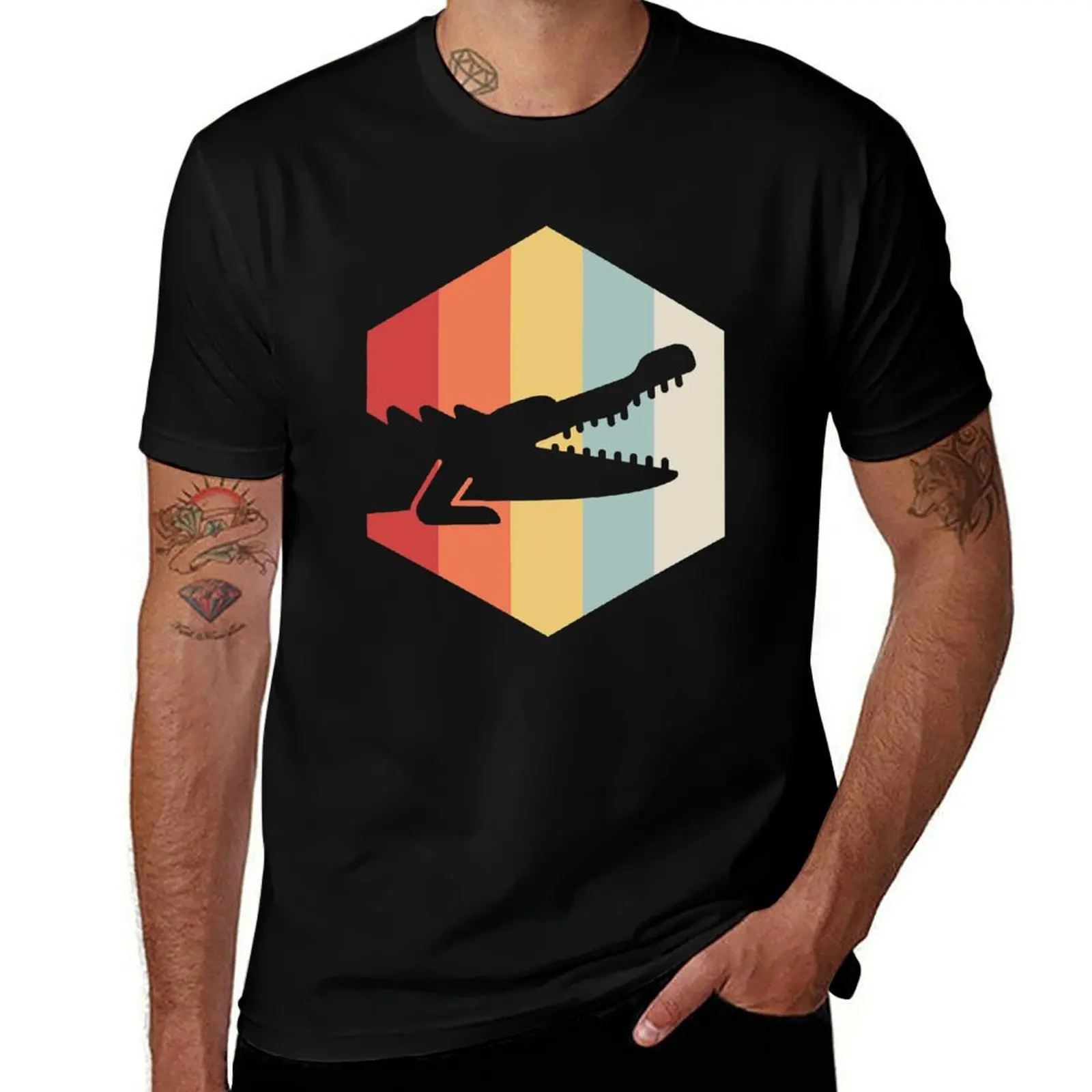Retro 70s Alligator T-Shirt Big and Tall Casual T-Shirt