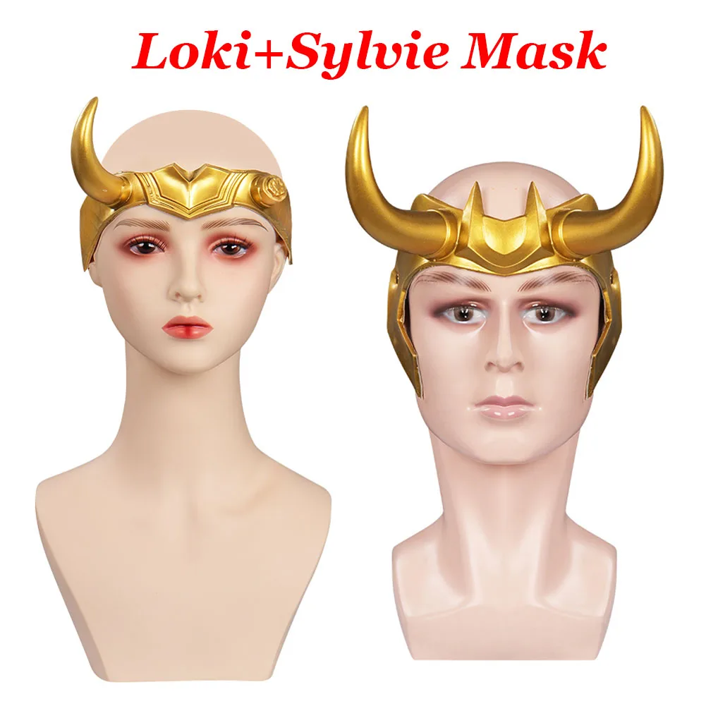 Disguise Loki Cosplay Golden Latx Mask Sylvie Fantasy Masks for Men Women Adult Roleplay Props Halloween Carnival Party Gifts