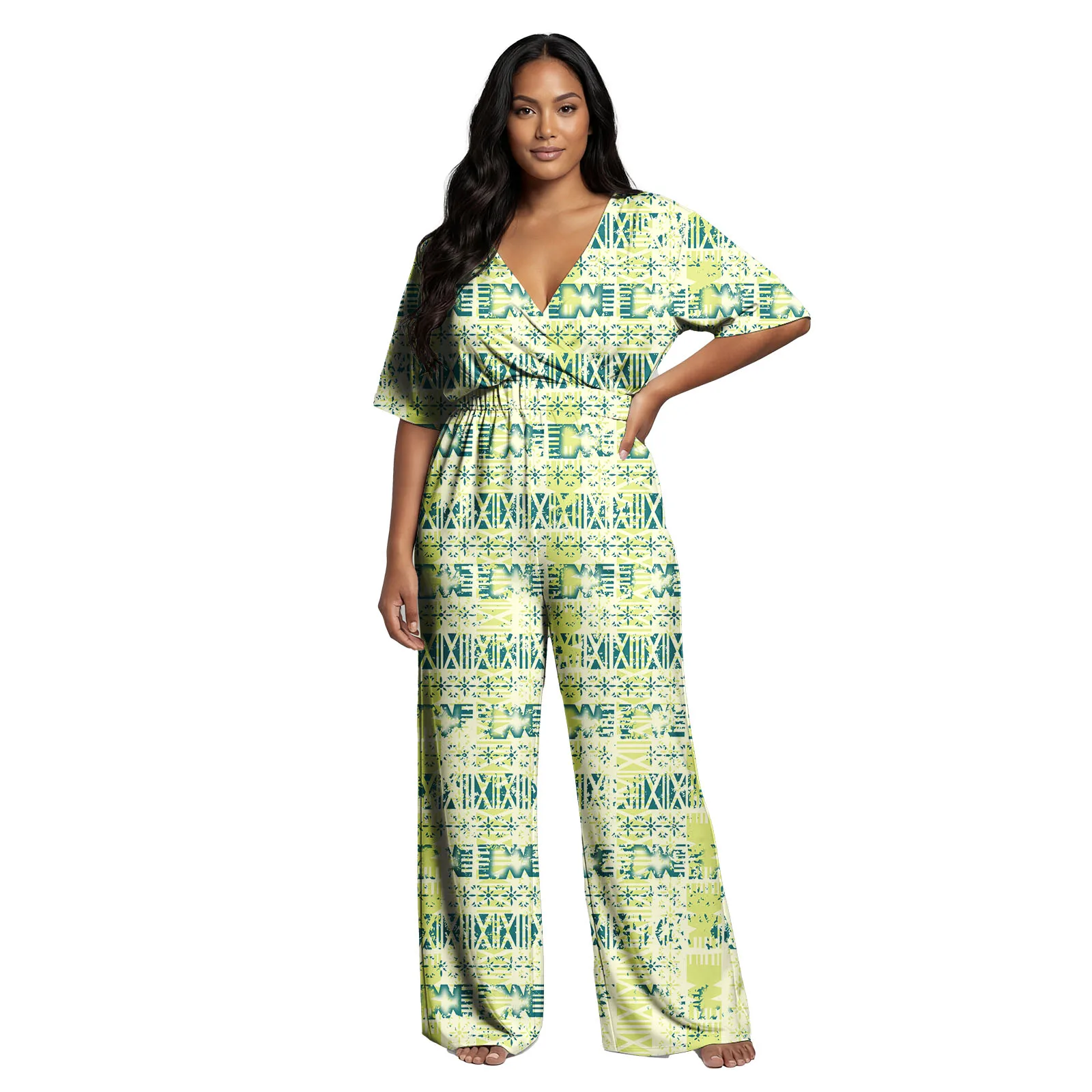 

Brand New Custom Women Clothes Hawaiian Print Jumpsuit Samoan Casual Lady Playsuits Polynesian Ladies Elegant Oversize Rompe