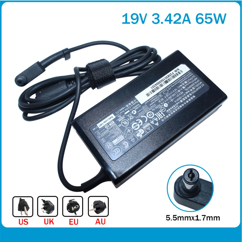 

19V 3.42A 5.5*1.7MM 65W Adapter Charger for Acer Aspire 5315 5630 5735 5920 5535 5738 6920 7520 PA-1650-86 S3 E15 power supply