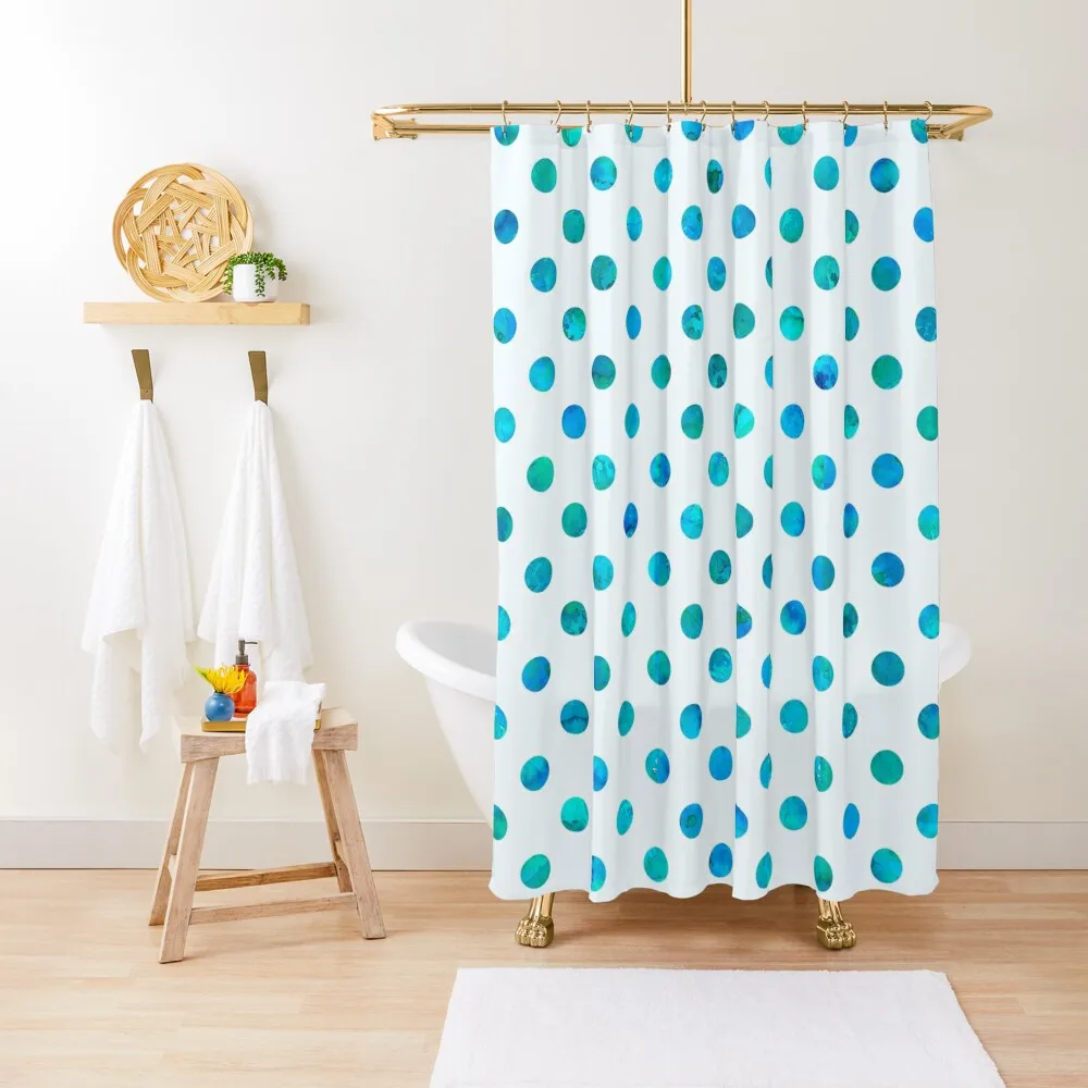 

Watercolor polka dot pattern in blues and greens Shower Curtain For The Bathroom Anime Shower Curtain