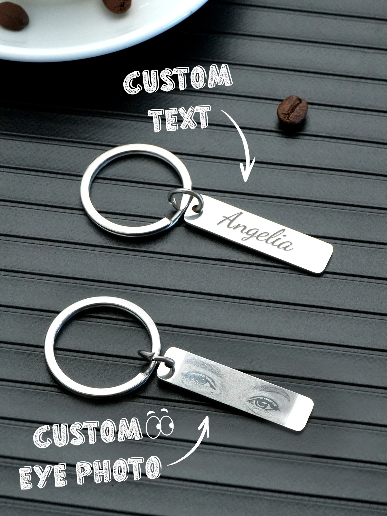 Benutzerdefinierter Augen-Schlüsselanhänger, personalisierter Foto-Text-Schlüsselanhänger für Paare, Geburtstag, Jahrestag, Weihnachten, Geschenk für Männer, Frauen, Freunde