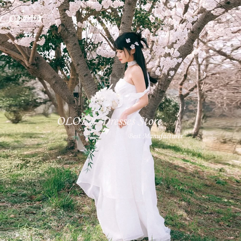 

OLOEY Legant Organza Korea Garden Wedding Dresses For Women Wedding Photos Shoot Backless Bridal Gown Corset Custom Made ウェディングド