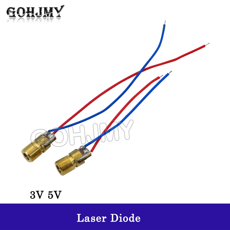 10PCS 3V / 5V Laser Head Laser Diode Pointed Copper Semiconductor Laser Tube 6MM Outer Diameter GOHJMY