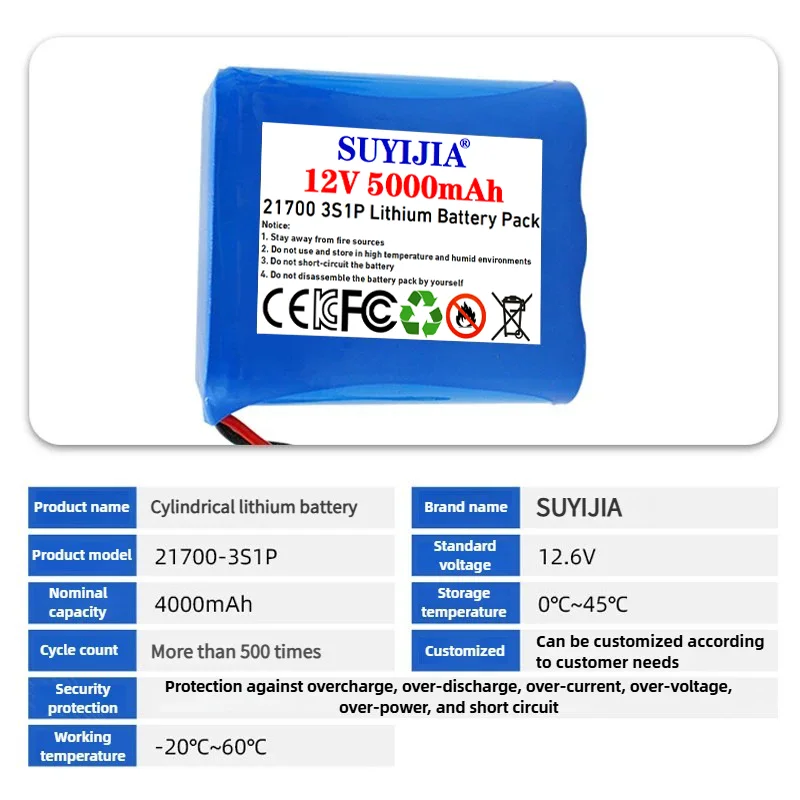 

21700 3S1P литий-ионный аккумулятор 12 В 5000 мАч для электромобилей, мотоциклов, бензопил, дронов высокого класса, домашнего хранения энергии