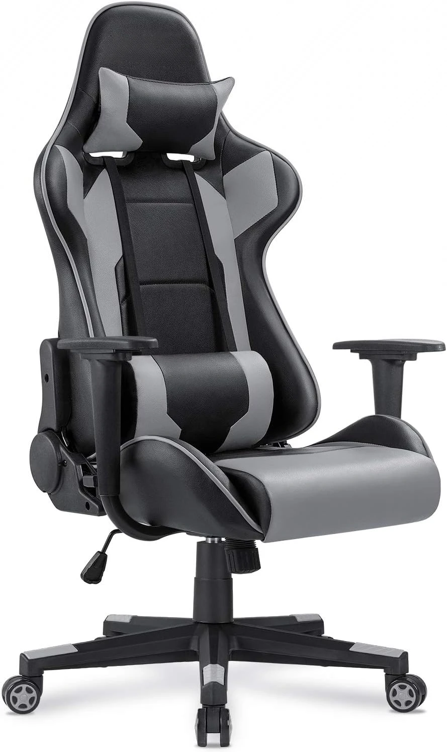 

Game chair, ergonomically adjustable rotating task chair, headrests and lumbar support