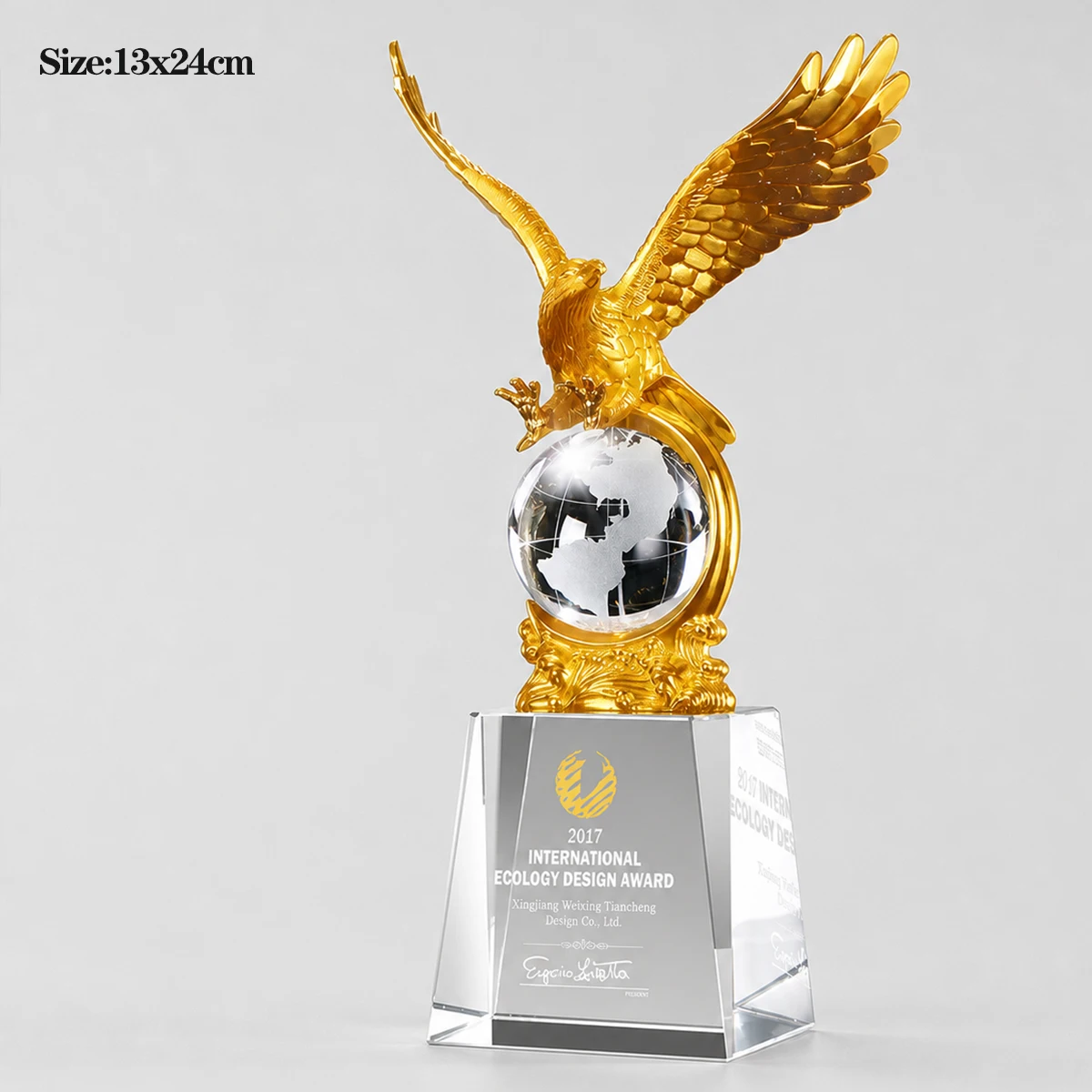 Metal Eagle Trophy Crystal Award Business Cooperation Gift Customizable Free Personalization for Corporate Events