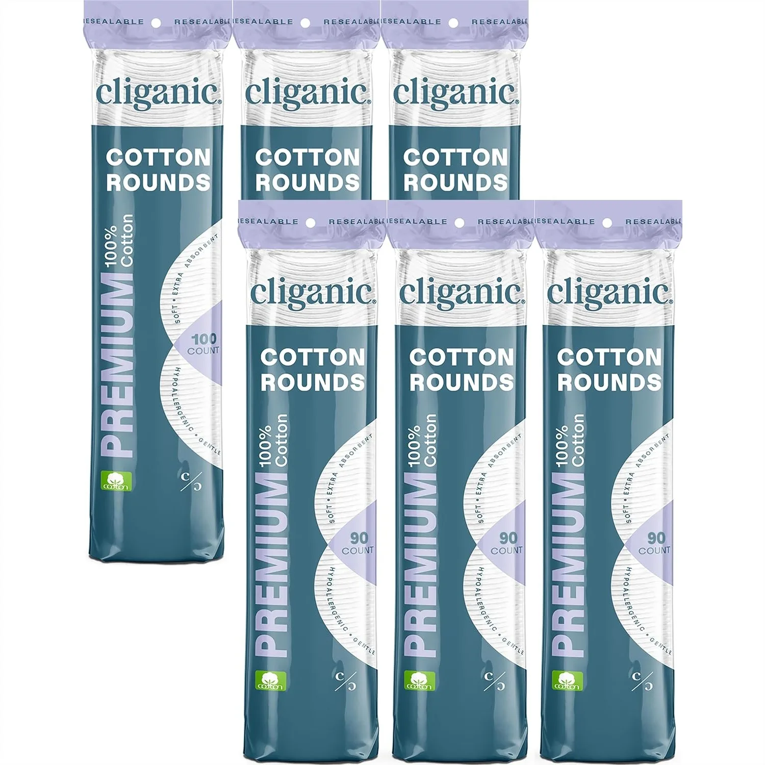 

Cotton Makeup Remover Pads 540 Count (6 Packs) Lint Free Gentle Reusable