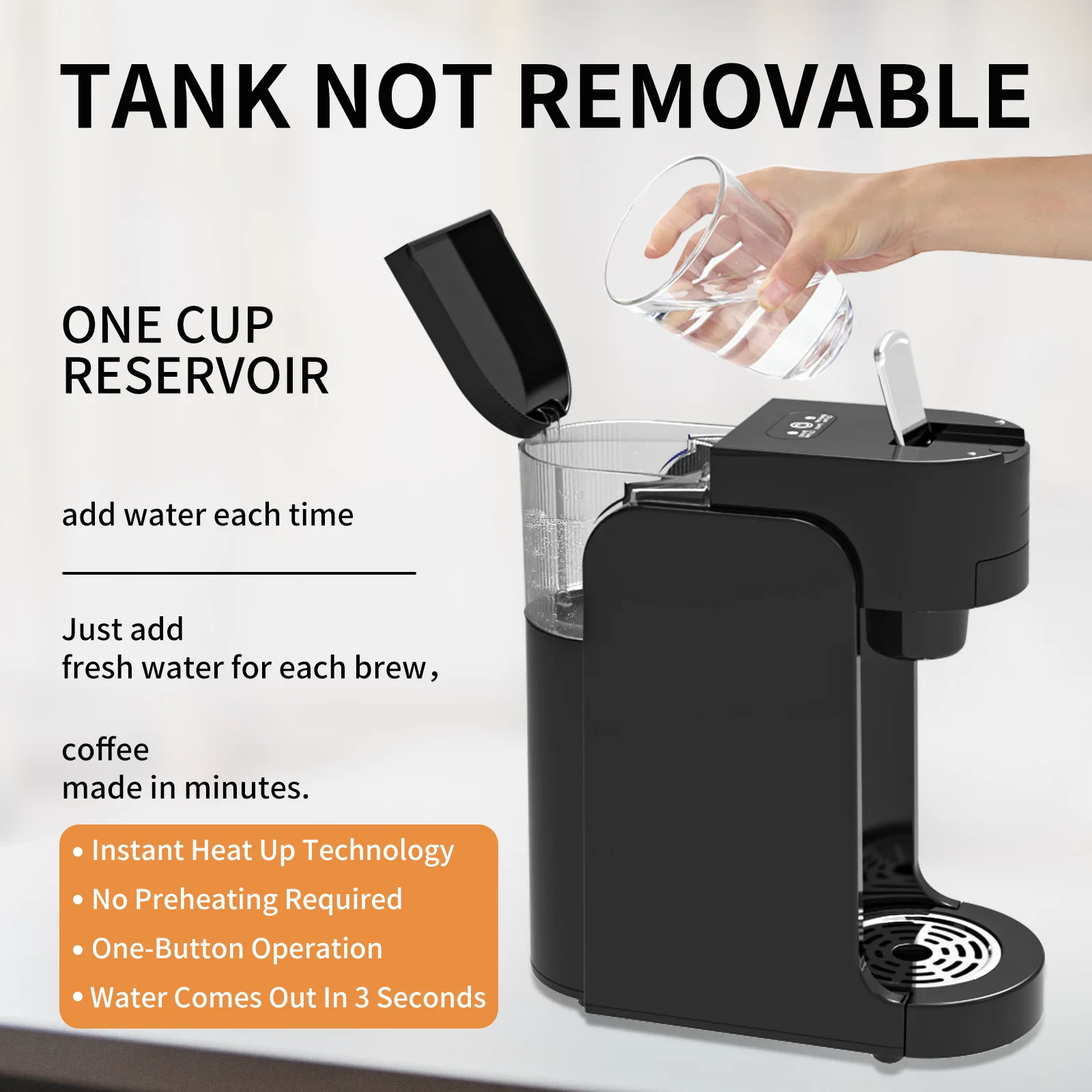 Commercial capsule coffee machine, Portable mini espresso machine, Desktop mini coffee maker, Energy-saving mode, Silent office