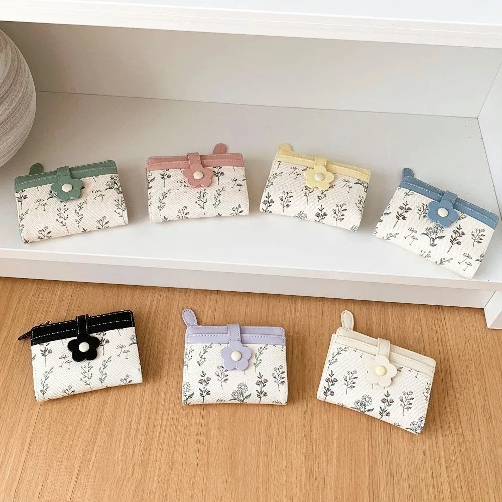 

Новый короткий кошелек с цветочным принтом на молнии из искусственной кожи, кошелек для монет, ультратонкая женская сумка для карт