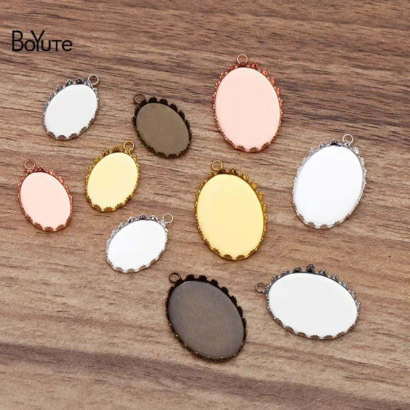 BoYuTe (50 Pieces/Lot) Fit 13*18MM 18*25MM Oval Cabochon Blank Pendant Base Settings Diy Handmade Materials