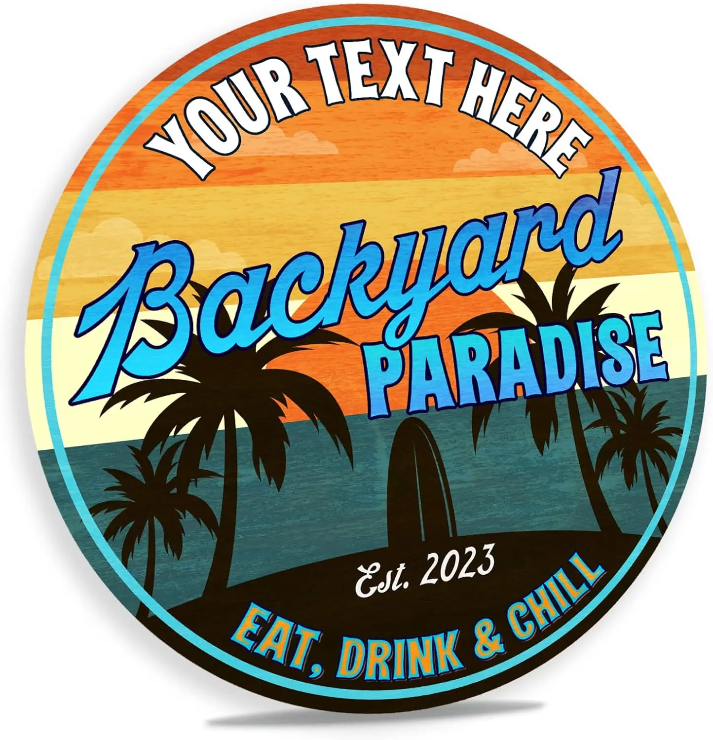 Персонализированный задний двор, райский знак, вывеска для внутреннего дворика, Настенный декор, тропический знак, Пляжное настенное искусство для серфинга, табличка для бассейна, Сделано в США 12 & #34