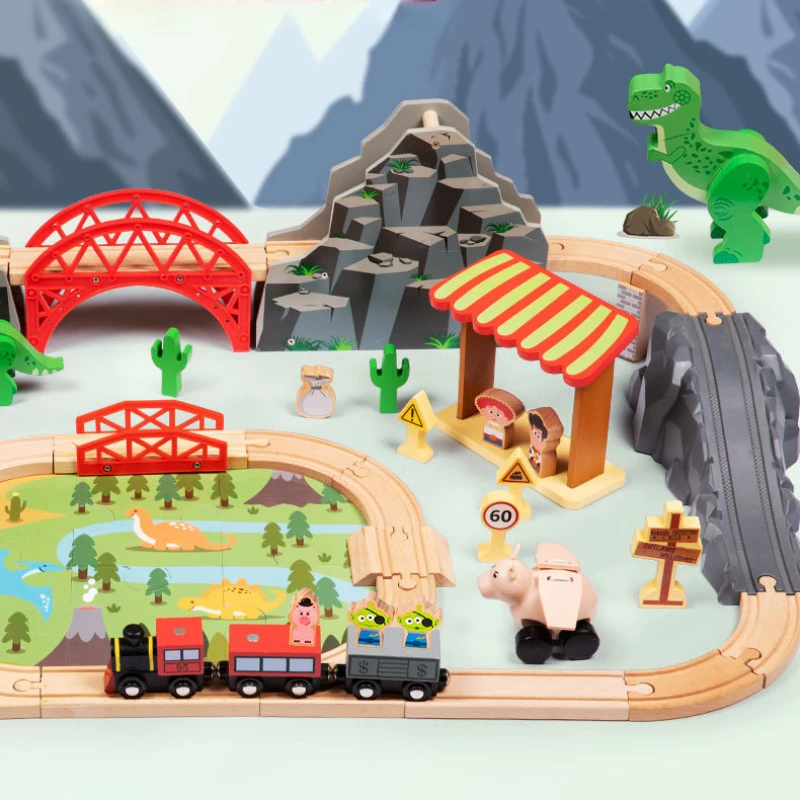 Jouet pour enfants Puzzle bricolage bois Mine Rail voiture Kit Diorama blocs de construction constructeur Montessori jeux de société jouets interactifs cadeau