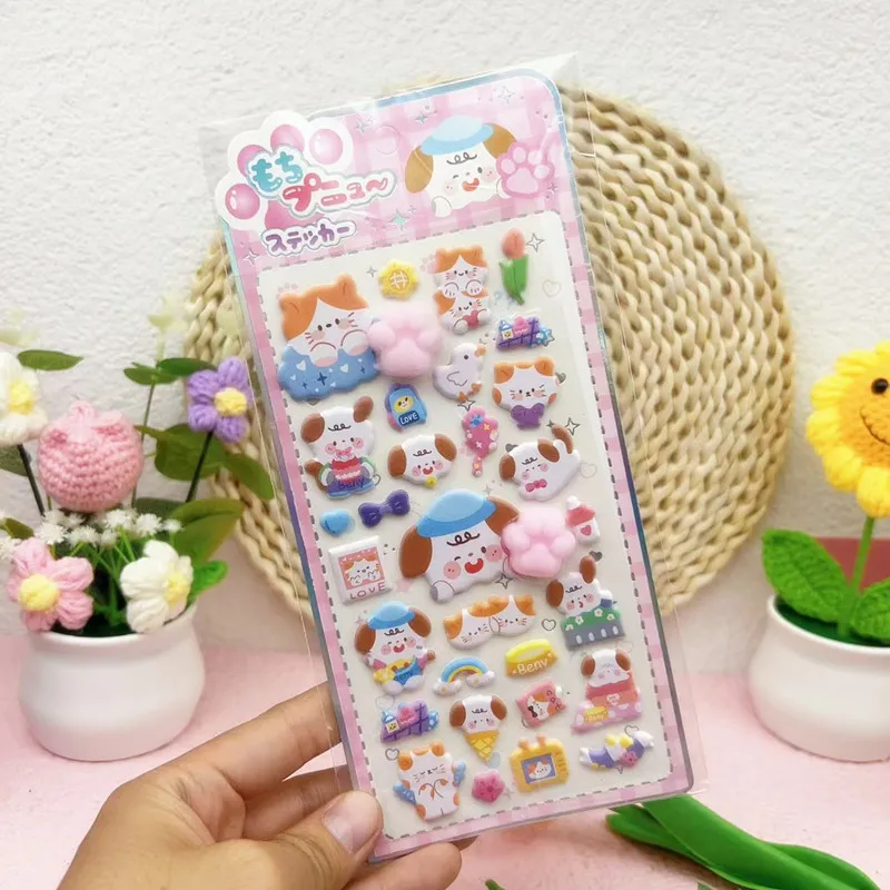 Cartoon Soft Cute  Rabbit Animal Panda 3D Pinching Relaxing Stickers Cute DIY Mobile Book Decoration Stickers Festival Gift