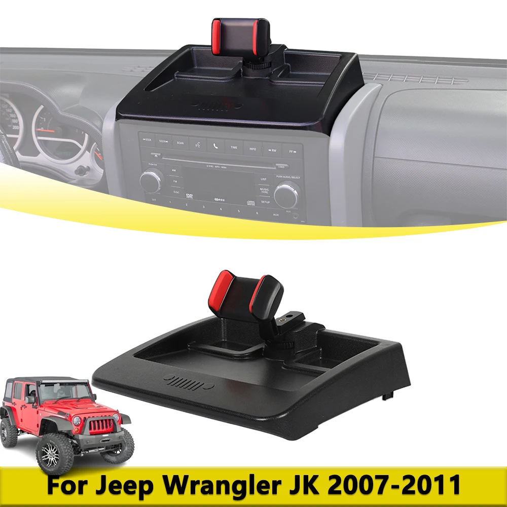 

Phone Holder Stand Dashboard Storage Box Organizer for Jeep Wrangler JK 2007 2008 2009 2010 2011 Black Car Interior Accessories