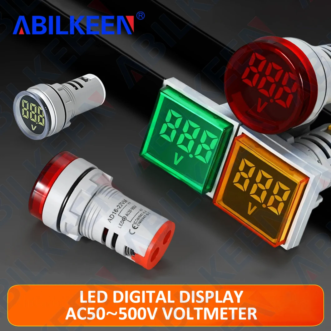 

ABILKEEN AD16-22 LED Digital Display Voltmeter 22MM Industrial LED Display Voltage Meter AC50~500V Multi functional Meter
